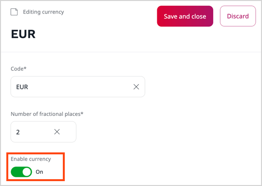 Enabling a currency Enabling a currency