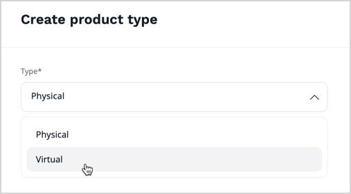 Creating virtual product type Creating virtual product type